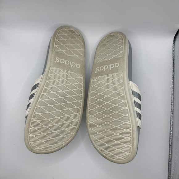 Adidas Pool Slides White and Silver - Picture 3 of 4